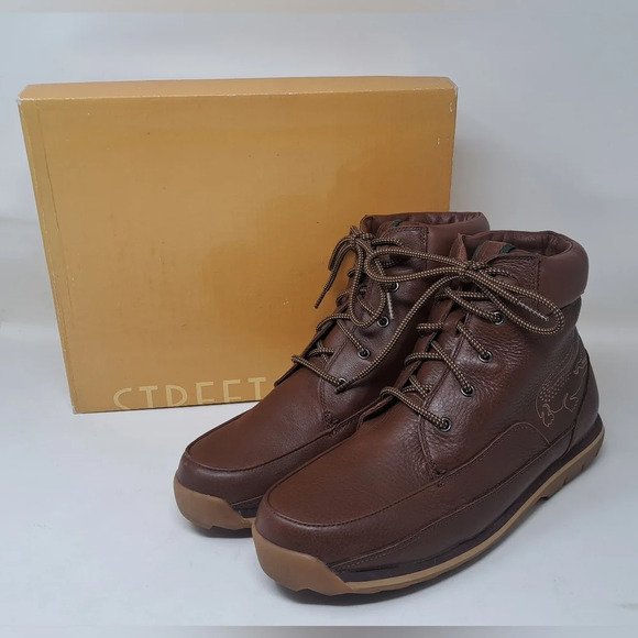 Lacoste  Winter Chocolate Leather Hiking Boots Mid Lace Up Crocodile 9 US 42 EU - Picture 1 of 11